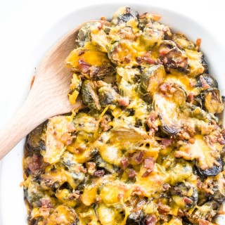 Brussels Sprouts Casserole Au Gratin with Bacon (Low Carb, Gluten-free)