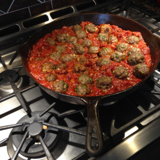 Bucatini with Bacon Sauce and Meatballs