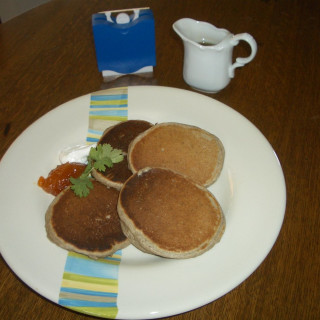 Buckwheat Pancakes with Apricot Jam and Sour Cream