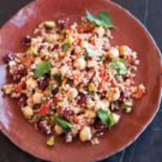 Bulgur Salad with Roasted Peppers, Chickpeas and Pistachios