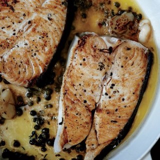 Butter-Basted Halibut Steaks with Capers
