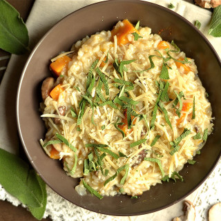 Butternut Squash and Mushroom Risotto with Sage
