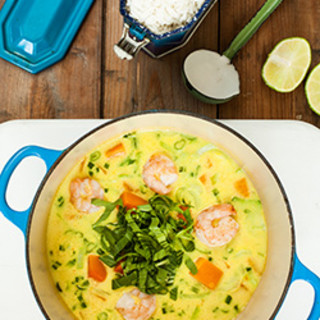 Butternut squash, ginger and coconut laksa with prawn, chicken or tofu