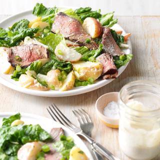 Caesar Salad with Grilled Steak and Potatoes Recipe