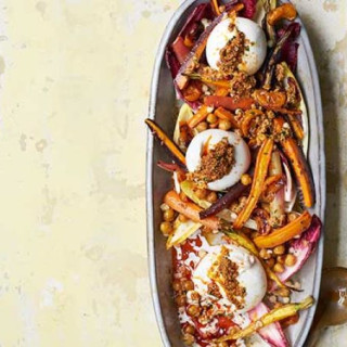 Carrot, chicory and mandarin salad with burrata and walnuts