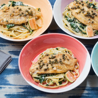 Catfish Piccata with Linguine and Pink Lemon