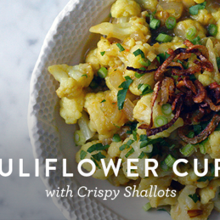 Cauliflower Curry with Crispy Shallots