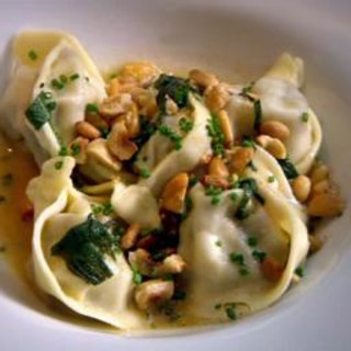 Ceps tortellini with roasted nuts and sage butter
