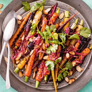 Charred carrots with warm cumin dressing