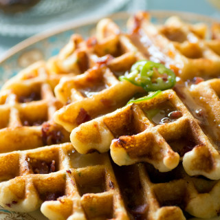Cheddar Cheese Waffles and Savory Syrup