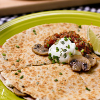 Cheesy Mushroom and Herb Quesadillas with Smoky Salsa