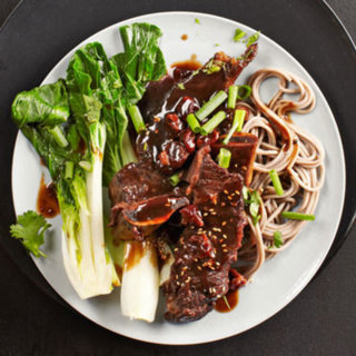 Cherry-Braised Short Ribs with Bok Choy &amp; Soba Noodles