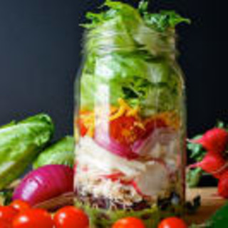Chicken and Black Bean Burrito Salad in a Mason Jar