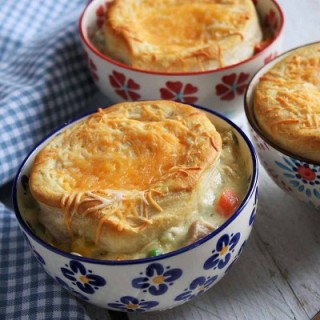 Chicken and Cheddar Biscuit Pot Pies