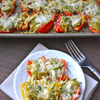 Chicken and Pesto Stuffed Sweet Peppers
