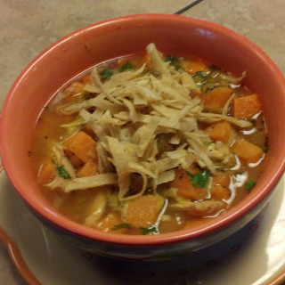 Chicken and Sweet Potatoe Soup with Chile and Lime