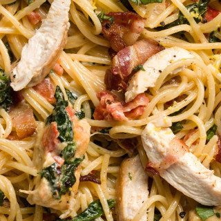 Chicken, Bacon, and Spinach Spaghetti