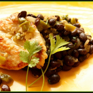Chicken Cutlets with Jalapeno Orange Sauce and Black Beans
