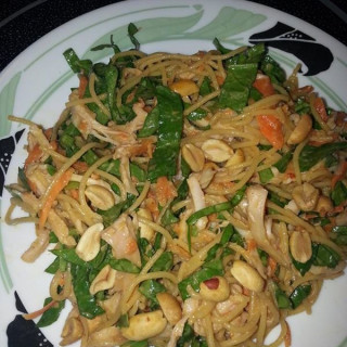 Chicken noodle salad with satay dressing