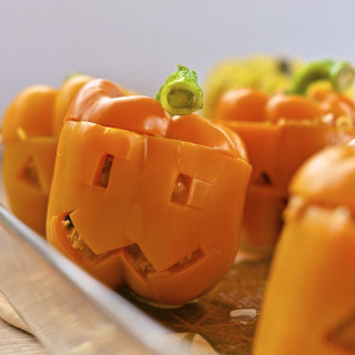 Chicken Stuffed Peppers - Halloween Style