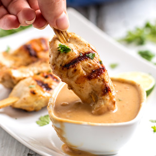 Chicken Skewers with Satay Style Peanut Sauce