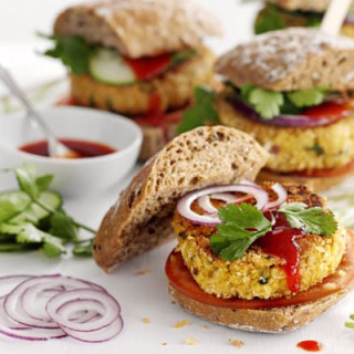 Chickpea  and  coriander burgers