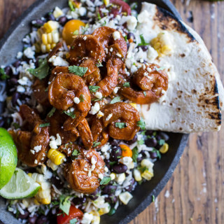 Chipotle Enchilada Shrimp with Rice and Beans