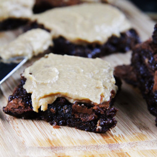 Chocolate Butterfinger Brownies with Peanut Butter Frosting