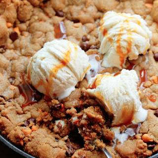 Chocolate Chip Cookie Skillet with Butterscotch Chips