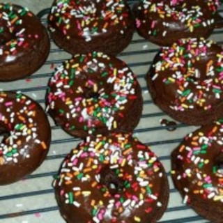 Chocolate Doughnuts with Gooey Glaze