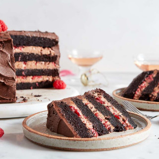 Chocolate Mousse Cake with Raspberries
