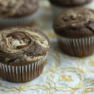 Chocolate peanut butter swirl muffins