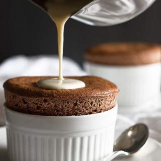 Chocolate Souffles for Two With Creme Anglaise