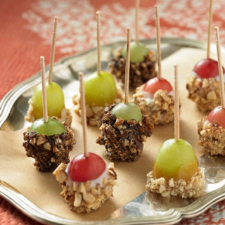 Chocolate Toffee Grapes, Chocolate Almond Grapes and Caramel Peanut Grapes