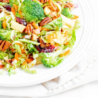 Chopped Broccoli and Brussels Sprouts Salad with Honey Mustard Vinaigrette