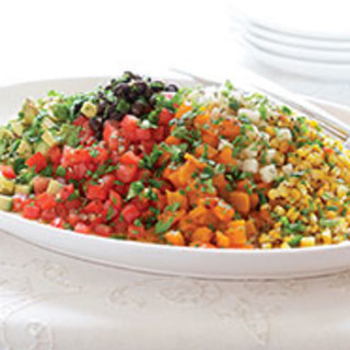 Chopped Mexican Salad with Roasted Peppers, Corn, Tomatoes and Avocado