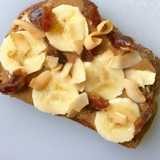 Cinnamon Almond Butter Toast with Banana and Coconut