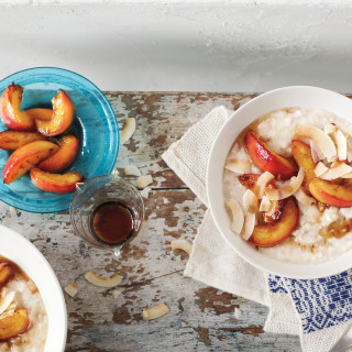 Coconut Breakfast Pudding with Sauteed Nectarines