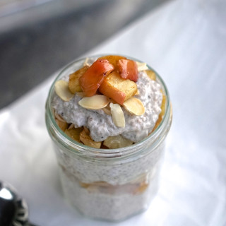 Coconut Chia Pudding with Roasted Cinnamon Maple Apples & Almonds