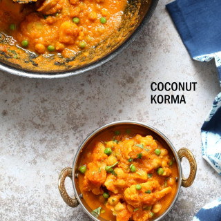 Coconut Korma Sauce with Cauliflower, Potato, Chickpeas. Veggie Kurma Recip