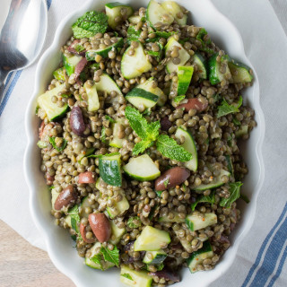 Cold Lentil Salad with Cucumbers and Olives