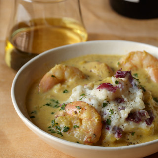 Corn and Shrimp Chowder with Mashed Potatoes