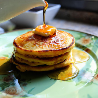 Cornmeal Pancakes (with Blackberry Syrup)