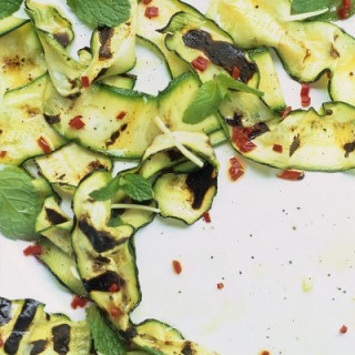 Courgette salad with mint, garlic, red chilli, lemon and extra virgin olive