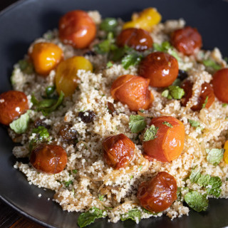 Couscous, Herbs, Tomatoes Salad with Scallops