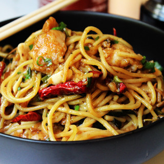 CPK's Kung Pao Chicken Spaghetti