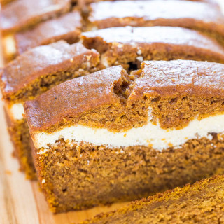 CREAM CHEESE-FILLED PUMPKIN BREAD  by Averie Cooks