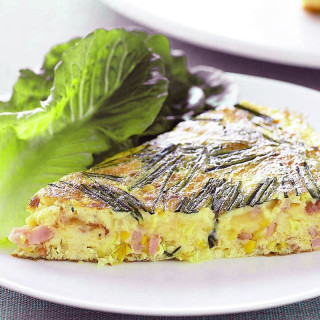Creamed corn, bacon and chive frittata