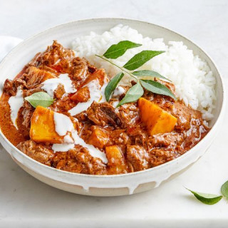 Creamy coconut beef and pumpkin curry