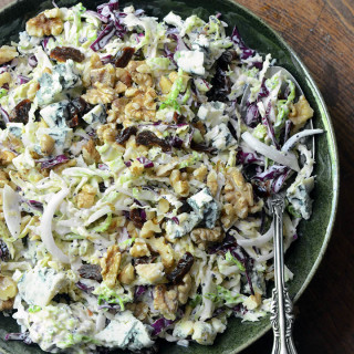 Creamy Coleslaw with Tart Cherries, Blue Cheese, and Toasted Walnuts